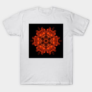 Dot Mandala Flower Orange and Black T-Shirt